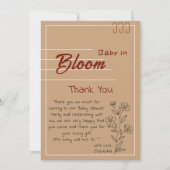 Minimalist Baby In Bloom Wildflower Baby Shower Bedankkaart (Voorkant)