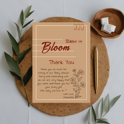 Minimalist Baby In Bloom Wildflower Baby Shower Bedankkaart
