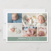 Minimalist Baby Photo Collage Announcement Card Kaart (Voorkant)