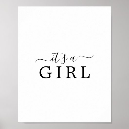 Minimalist Baby Shower It's a Girl Sign Poster (Voorkant)