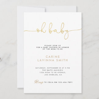 Minimalist Baby shower script modern invitation Kaart