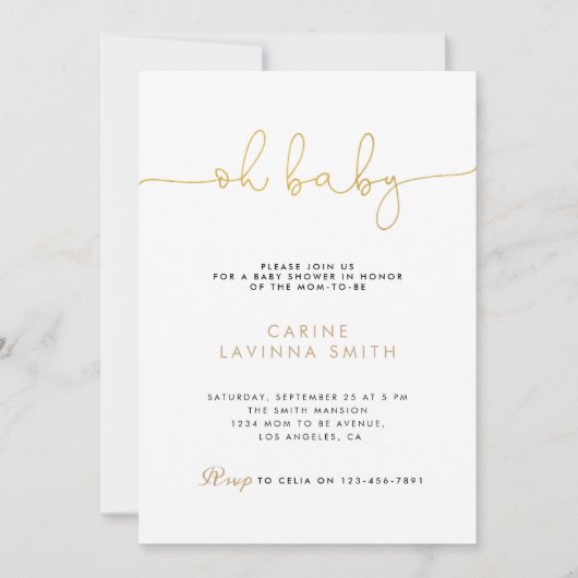 Minimalist Baby shower script modern invitation Kaart (Voorkant)