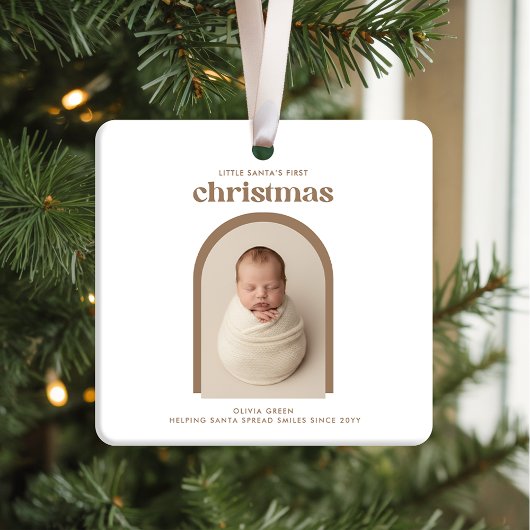 Minimalist Baby's First Christmas Arch Photo Keramisch Ornament