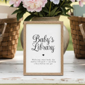 Minimalist "Baby's Library" Baby Shower Sign Poster