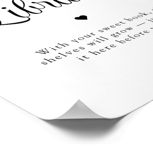 Minimalist "Baby's Library" Baby Shower Sign Poster (Hoek)