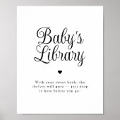 Minimalist "Baby's Library" Baby Shower Sign Poster (Voorkant)