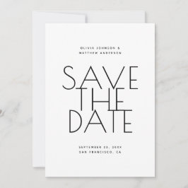 Minimalist Back & White Wedding | Photo & QR Code Save The Date