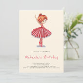 Minimalist Ballerina Pink Tutu Girl Birthday Kaart (Staand voorkant)