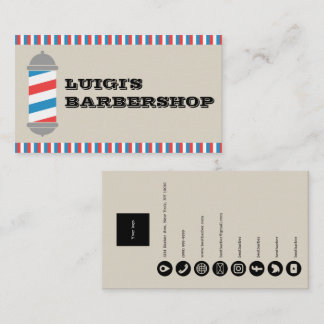 Minimalist Barber Pole Barber Shop Business Card Visitekaartje