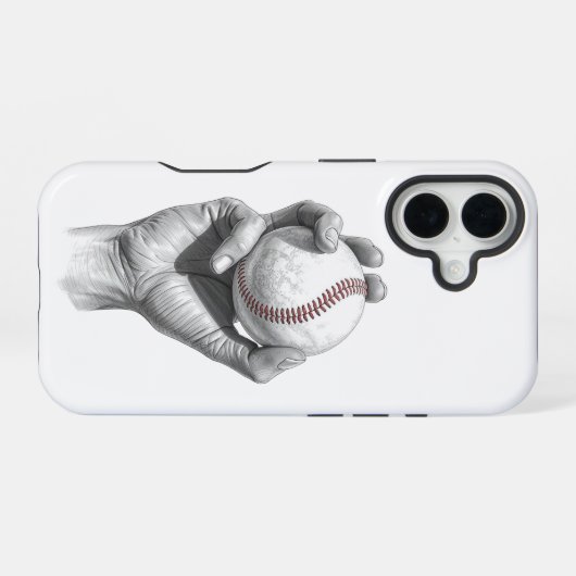 Minimalist Baseball iPhone 16 Hoesje (Achterkant horizontaal)