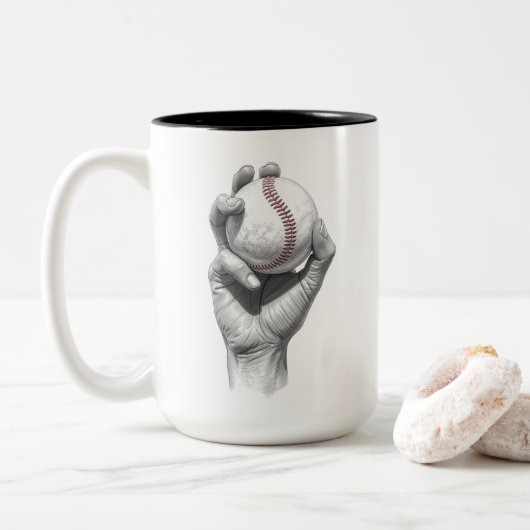 Minimalist Baseball Tweekleurige Koffiemok (Met donut)