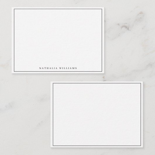 Minimalist Basic Personalize Black Stationery Notitiekaartje (Voorkant / Achterkant)