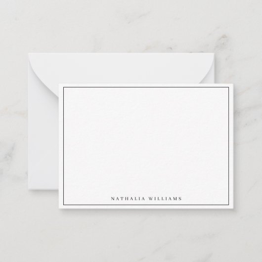 Minimalist Basic Personalize Black Stationery Notitiekaartje (Voorkant)