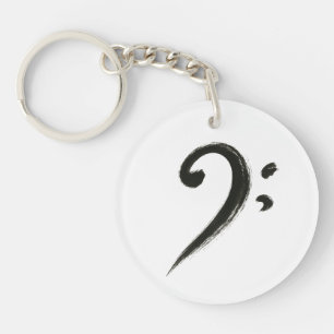 Minimalist Bass Clef – Inktpenseel Muzieksymbool o Sleutelhanger
