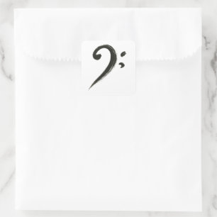 Minimalist Bass Clef – Inktpenseel Muzieksymbool o Vierkante Sticker