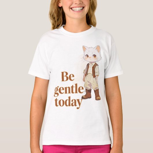 Minimalist “Be Gentle Today” Old Soul Cat T-Shirt  (Voorkant)
