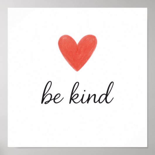 Minimalist “Be Kind” Heart Art Print – Hand-Drawn  (Voorkant)