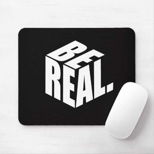 Minimalist “BE REAL.” Cube Typography Mouse Pad Muismat (Met muis)