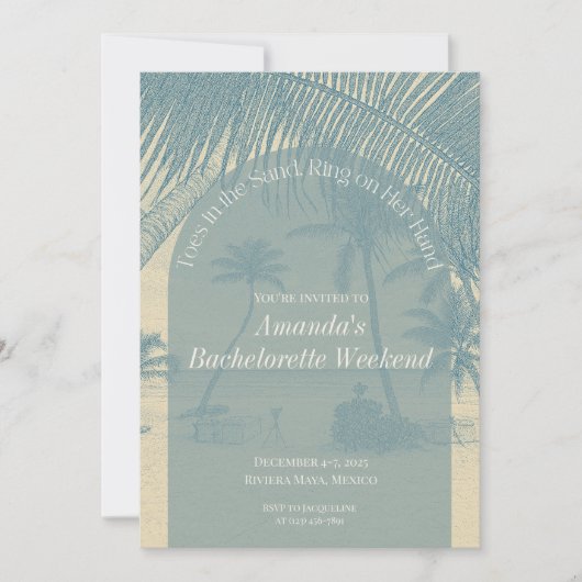 Minimalist Beach Bachelorette Invitation Itinerary Kaart (Voorkant)