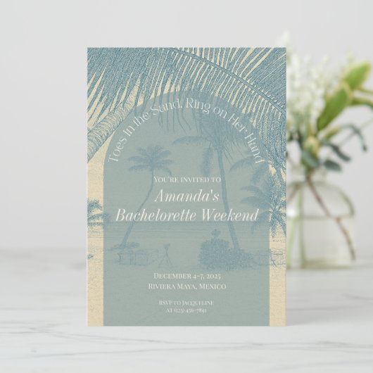 Minimalist Beach Bachelorette Invitation Itinerary Kaart (Staand voorkant)