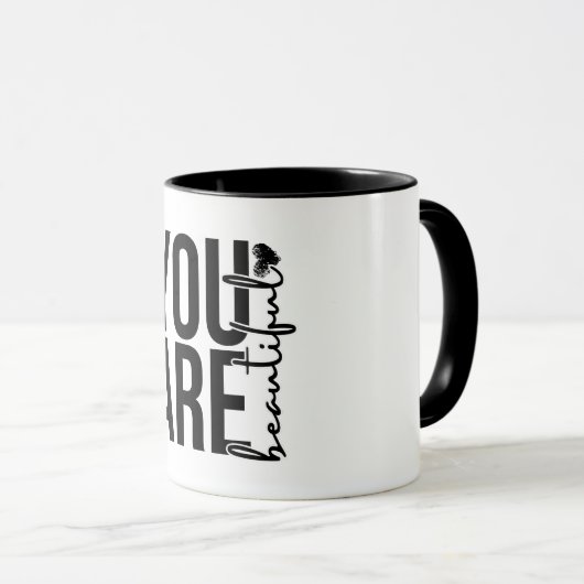 Minimalist “Beautiful” Typography Design – Black a Mok (Voorkant rechts)