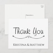 Minimalist Bedankt Black White Boho Heart Briefkaart (Voorkant / Achterkant)