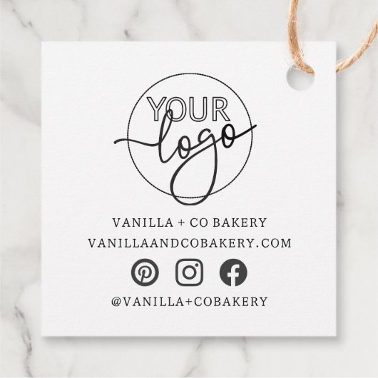 Minimalist Bedankt Script Aangepaste Logo-socials Bedankjes Labels (Achterkant)