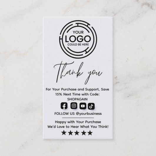 Minimalist Bedankt voor uw aankoop Hang Labels (Voorkant)