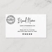 Minimalist Bedankt voor uw aankoop met Logo Visitekaartje (Achterkant)