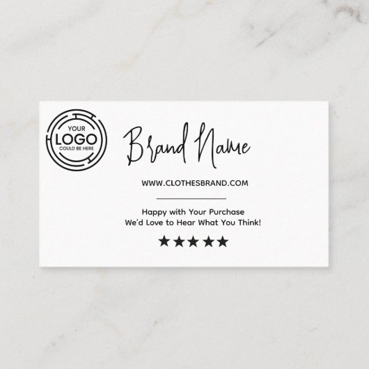 Minimalist Bedankt voor uw aankoop met Logo Visitekaartje (Achterkant)