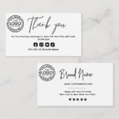 Minimalist Bedankt voor uw aankoop met Logo Visitekaartje (Voorkant / Achterkant)