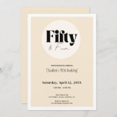 Minimalist Beige 50th Birthday Invitation  Kaart (Voorkant / Achterkant)