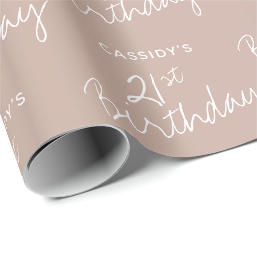 Minimalist Beige Brown 21e verjaardag Cadeaupapier (Rol Hoek)