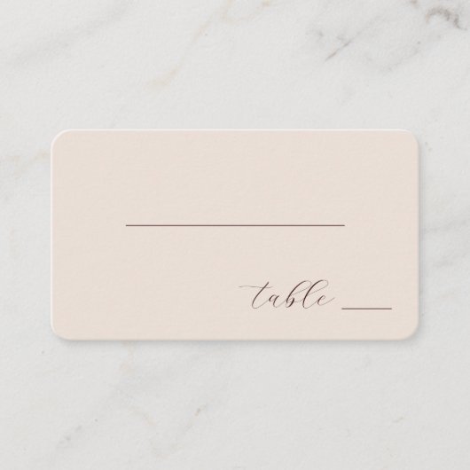 Minimalist Beige Calligraphy Plaatskaartje (Voorkant)