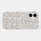 Minimalist Beige Doodle Pattern Case – Abst iPhone 16 Hoesje (Achterkant horizontaal)