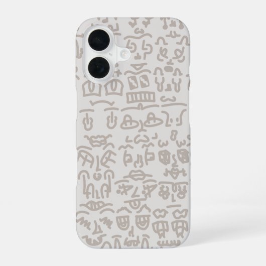 Minimalist Beige Doodle Pattern Case – Abst iPhone 16 Hoesje (Achterkant)
