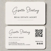 Minimalist Beige Real Estate Agent QR Code Visitekaartje