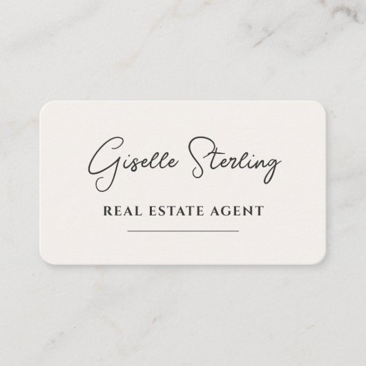 Minimalist Beige Real Estate Agent QR Code Visitekaartje (Voorkant)