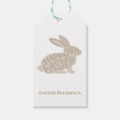 Minimalist Beige Typography Rabbit Easter Cadeaulabel (Voorkant)
