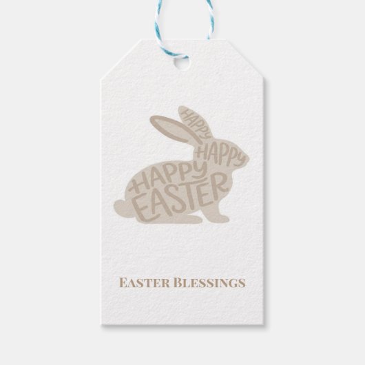 Minimalist Beige Typography Rabbit Easter  Cadeaulabel (Voorkant)