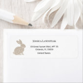 Minimalist Beige Typography Rabbit Easter Etiket (Insitu)