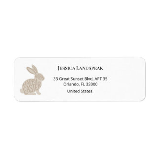Minimalist Beige Typography Rabbit Easter Etiket