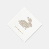 Minimalist Beige Typography Rabbit Easter Servet (Hoek)