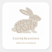 Minimalist Beige Typography Rabbit Easter Vierkante Sticker (Voorkant)