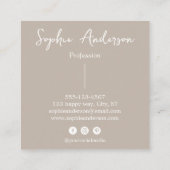 Minimalist Beige with Elegant Script & Bow      Vierkante Visitekaartje (Achterkant)