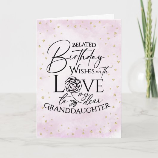 Minimalist Belated Birthday Card For Granddaughter Kaart (Voorkant)