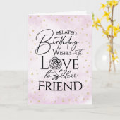 Minimalist Belated Birthday Cards For Friend Kaart (Gele Bloem)