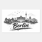 Minimalist Berlin Germany Cityscape Art Rechthoekige Sticker (Voorkant)