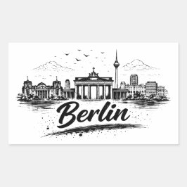 Minimalist Berlin Germany Cityscape Art Rechthoekige Sticker
