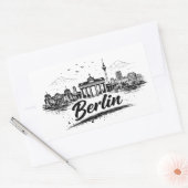 Minimalist Berlin Germany Cityscape Art Rechthoekige Sticker (Envelop)